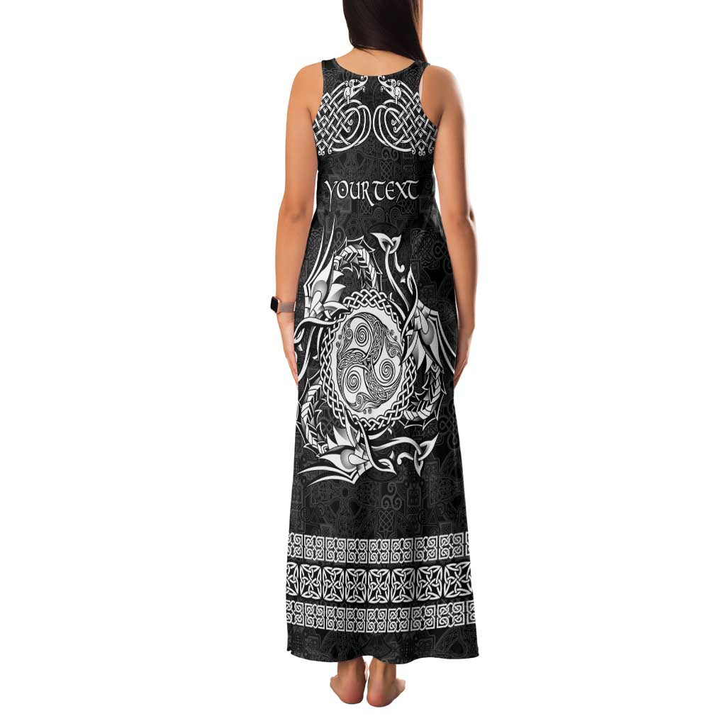 Personalized Montgomeryshire Sir Drefaldwyn Family Matching Tank Maxi Dress and Hawaiian Shirt Black Water Triskele Celtic-inspired - Wonder Print Shop