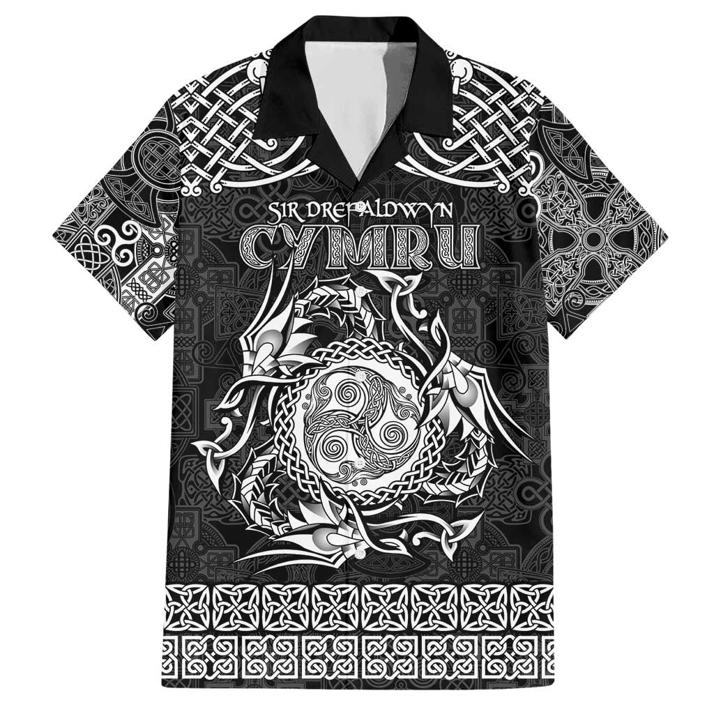 Personalized Montgomeryshire Sir Drefaldwyn Hawaiian Shirt Black Water Triskele Celtic-inspired - Wonder Print Shop