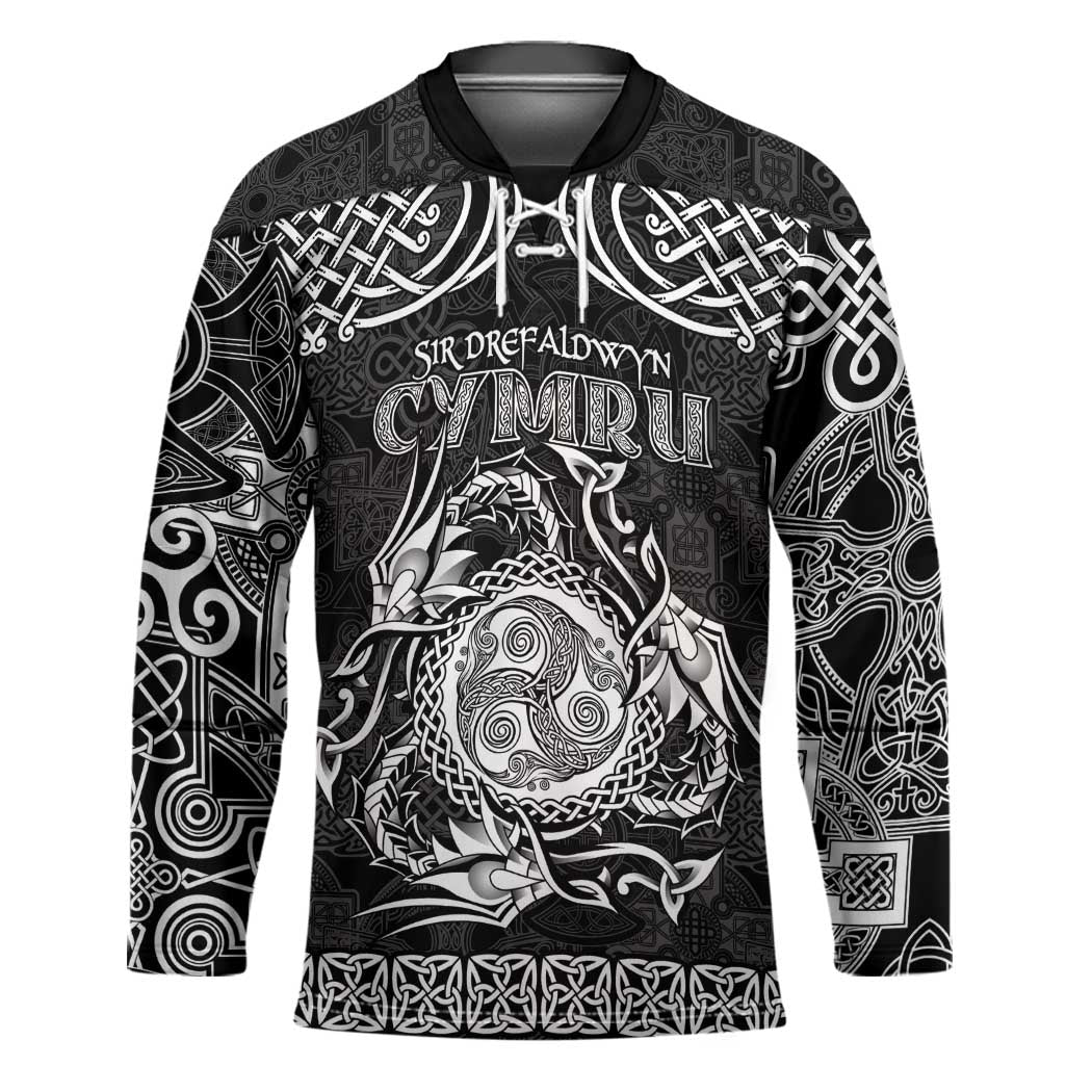 Personalized Montgomeryshire Sir Drefaldwyn Hockey Jersey Black Water Triskele Celtic-inspired - Wonder Print Shop