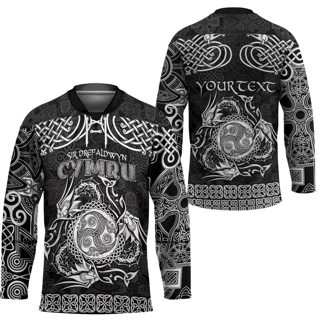 Personalized Montgomeryshire Sir Drefaldwyn Hockey Jersey Black Water Triskele Celtic-inspired - Wonder Print Shop