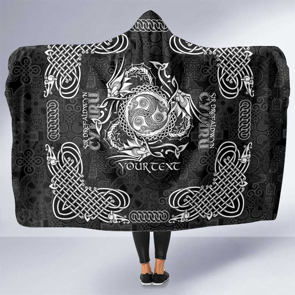 Personalized Montgomeryshire Sir Drefaldwyn Hooded Blanket Black Water Triskele Celtic-inspired - Wonder Print Shop