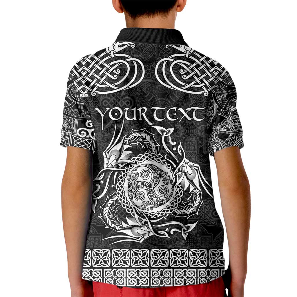 Personalized Montgomeryshire Sir Drefaldwyn Kid Polo Shirt Black Water Triskele Celtic-inspired - Wonder Print Shop