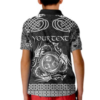Personalized Montgomeryshire Sir Drefaldwyn Kid Polo Shirt Black Water Triskele Celtic-inspired - Wonder Print Shop