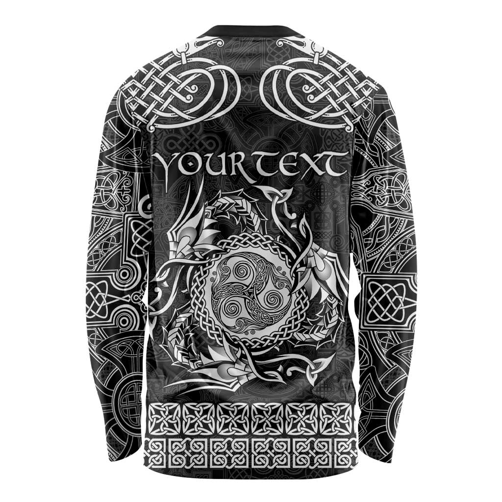 Personalized Montgomeryshire Sir Drefaldwyn Long Sleeve Shirt Black Water Triskele Celtic-inspired - Wonder Print Shop