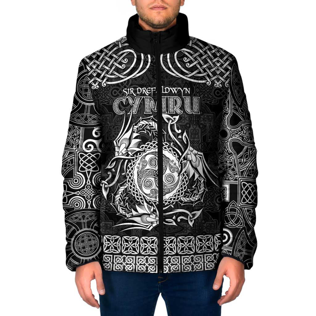 Personalized Montgomeryshire Sir Drefaldwyn Padded Jacket Black Water Triskele Celtic-inspired - Wonder Print Shop
