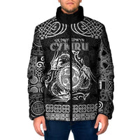 Personalized Montgomeryshire Sir Drefaldwyn Padded Jacket Black Water Triskele Celtic-inspired - Wonder Print Shop