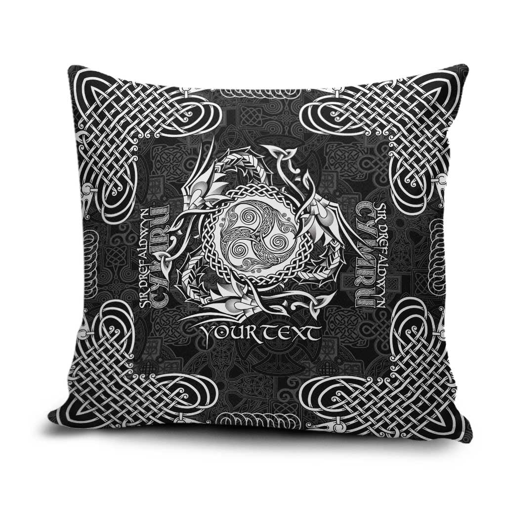 Personalized Montgomeryshire Sir Drefaldwyn Pillow Cover Black Water Triskele Celtic-inspired - Wonder Print Shop