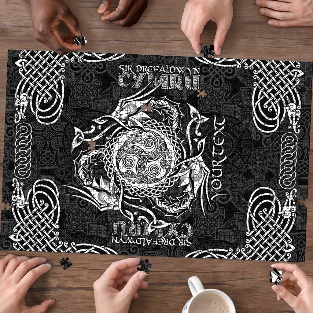 Personalized Montgomeryshire Sir Drefaldwyn Puzzle Black Water Triskele Celtic-inspired - Wonder Print Shop