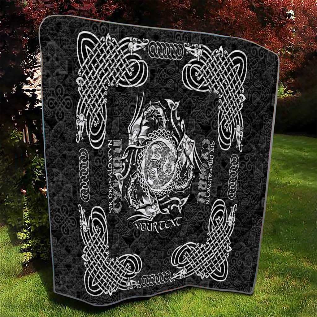 Personalized Montgomeryshire Sir Drefaldwyn Quilt Black Water Triskele Celtic-inspired - Wonder Print Shop