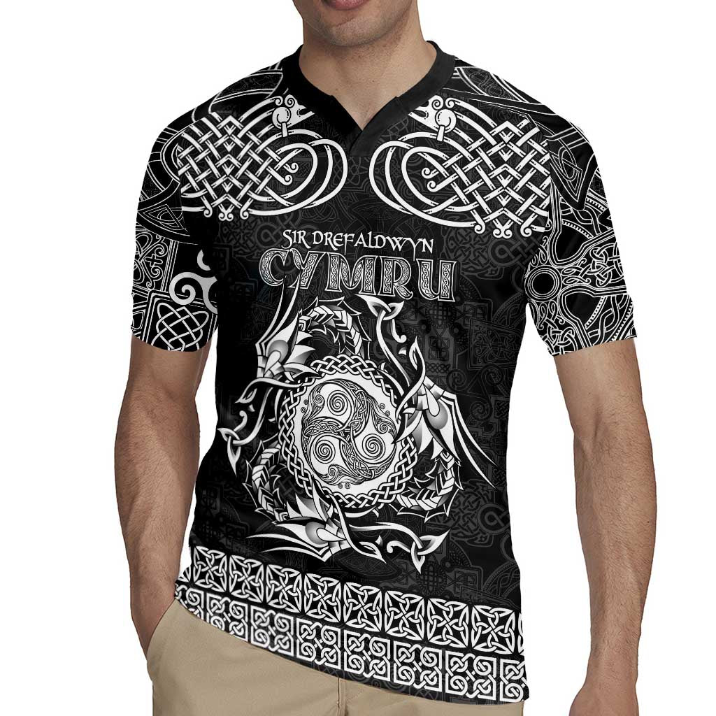 Personalized Montgomeryshire Sir Drefaldwyn Rugby Jersey Black Water Triskele Celtic-inspired - Wonder Print Shop