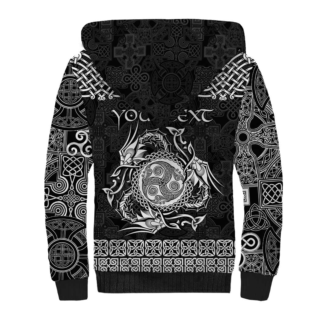 Personalized Montgomeryshire Sir Drefaldwyn Sherpa Hoodie Black Water Triskele Celtic-inspired - Wonder Print Shop