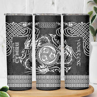 Personalized Montgomeryshire Sir Drefaldwyn Skinny Tumbler Black Water Triskele Celtic-inspired - Wonder Print Shop