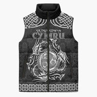Personalized Montgomeryshire Sir Drefaldwyn Sleeveless Puffer Jacket Black Water Triskele Celtic-inspired - Wonder Print Shop