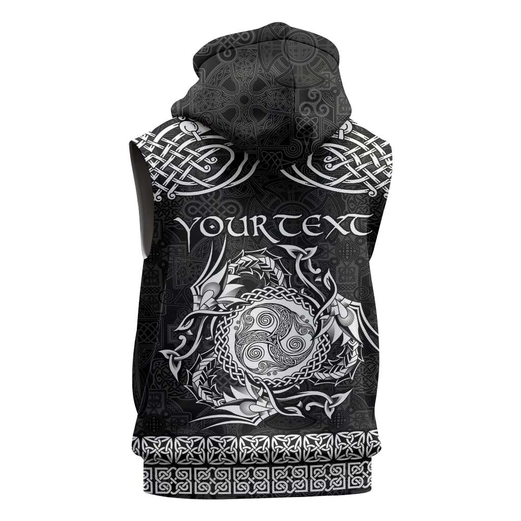 Personalized Montgomeryshire Sir Drefaldwyn Sleeveless Zip Hoodie Black Water Triskele Celtic-inspired - Wonder Print Shop