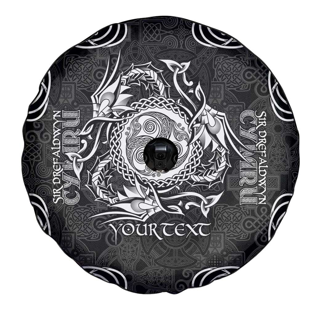 Personalized Montgomeryshire Sir Drefaldwyn Spare Tire Cover Black Water Triskele Celtic-inspired - Wonder Print Shop