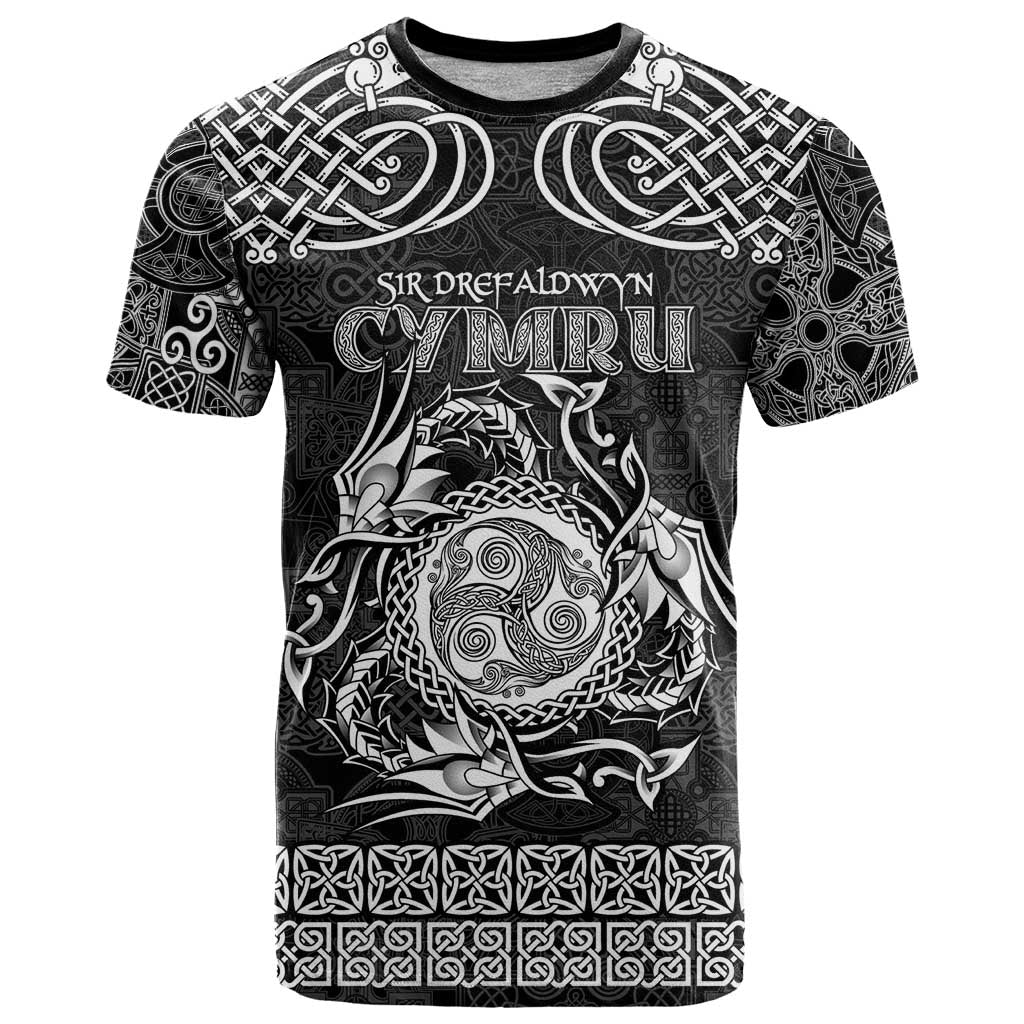 Personalized Montgomeryshire Sir Drefaldwyn T Shirt Black Water Triskele Celtic-inspired - Wonder Print Shop
