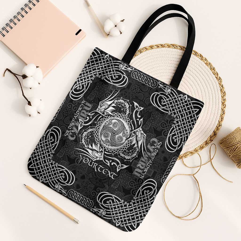 Personalized Montgomeryshire Sir Drefaldwyn Tote Bag Black Water Triskele Celtic-inspired - Wonder Print Shop
