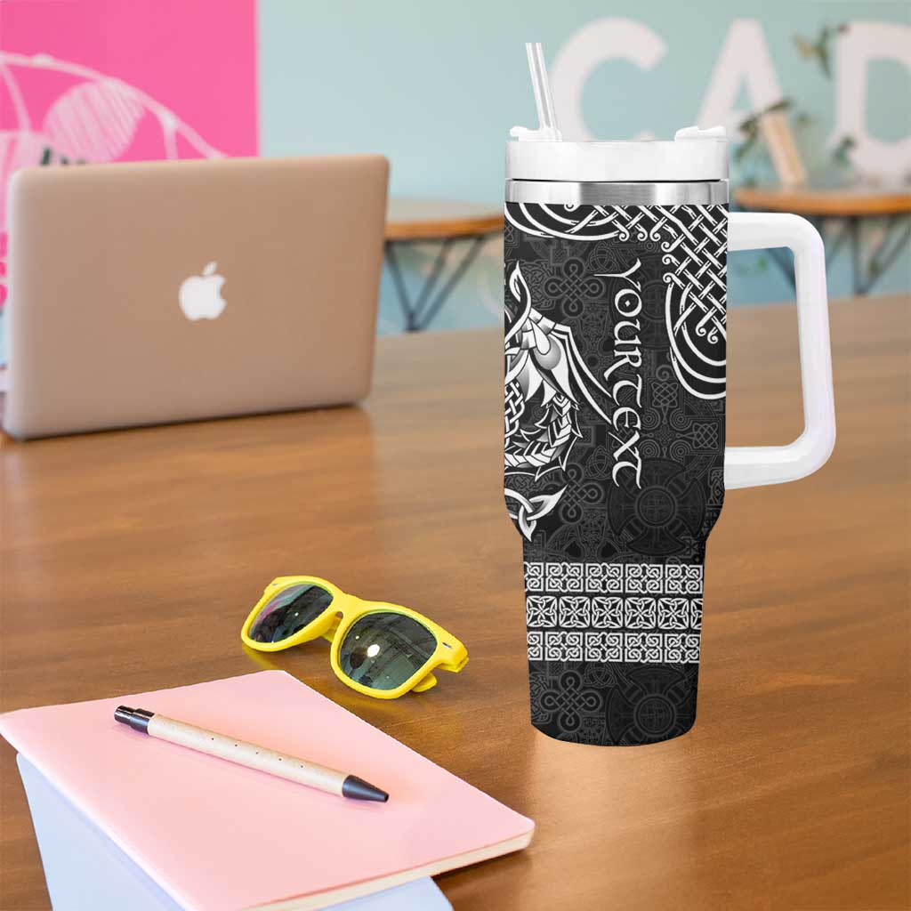 Personalized Montgomeryshire Sir Drefaldwyn Tumbler With Handle Black Water Triskele Celtic-inspired - Wonder Print Shop