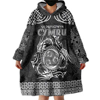 Personalized Montgomeryshire Sir Drefaldwyn Wearable Blanket Hoodie Black Water Triskele Celtic-inspired - Wonder Print Shop