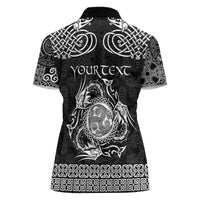 Personalized Montgomeryshire Sir Drefaldwyn Women Polo Shirt Black Water Triskele Celtic-inspired - Wonder Print Shop