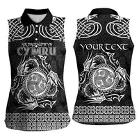 Personalized Montgomeryshire Sir Drefaldwyn Women Sleeveless Polo Shirt Black Water Triskele Celtic-inspired - Wonder Print Shop