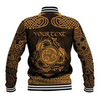 Personalized Montgomeryshire Sir Drefaldwyn Baseball Jacket Gold Water Triskele Celtic-inspired - Wonder Print Shop