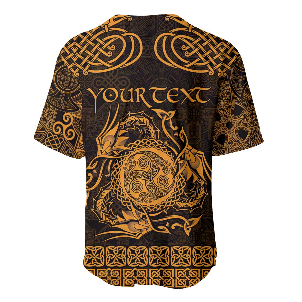 Personalized Montgomeryshire Sir Drefaldwyn Baseball Jersey Gold Water Triskele Celtic-inspired - Wonder Print Shop
