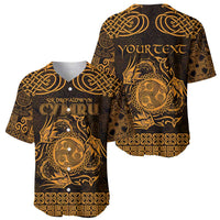 Personalized Montgomeryshire Sir Drefaldwyn Baseball Jersey Gold Water Triskele Celtic-inspired - Wonder Print Shop
