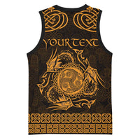 Personalized Montgomeryshire Sir Drefaldwyn Basketball Jersey Gold Water Triskele Celtic-inspired - Wonder Print Shop