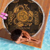 Personalized Montgomeryshire Sir Drefaldwyn Beach Blanket Gold Water Triskele Celtic-inspired - Wonder Print Shop