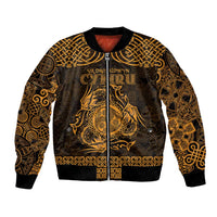 Personalized Montgomeryshire Sir Drefaldwyn Bomber Jacket Gold Water Triskele Celtic-inspired - Wonder Print Shop