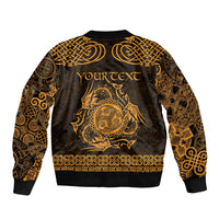 Personalized Montgomeryshire Sir Drefaldwyn Bomber Jacket Gold Water Triskele Celtic-inspired - Wonder Print Shop