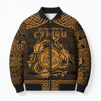 Personalized Montgomeryshire Sir Drefaldwyn Bomber Puffer Jacket Gold Water Triskele Celtic-inspired - Wonder Print Shop