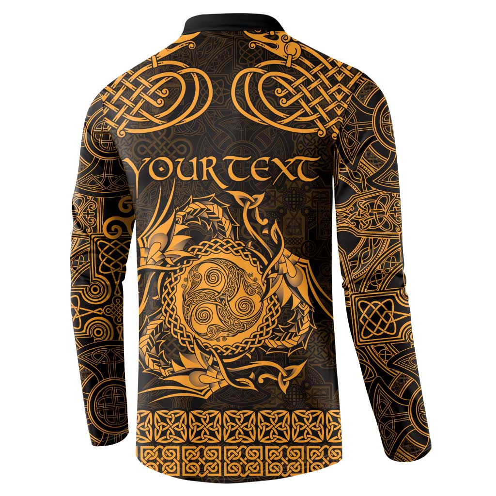 Personalized Montgomeryshire Sir Drefaldwyn Button Sweatshirt Gold Water Triskele Celtic-inspired - Wonder Print Shop