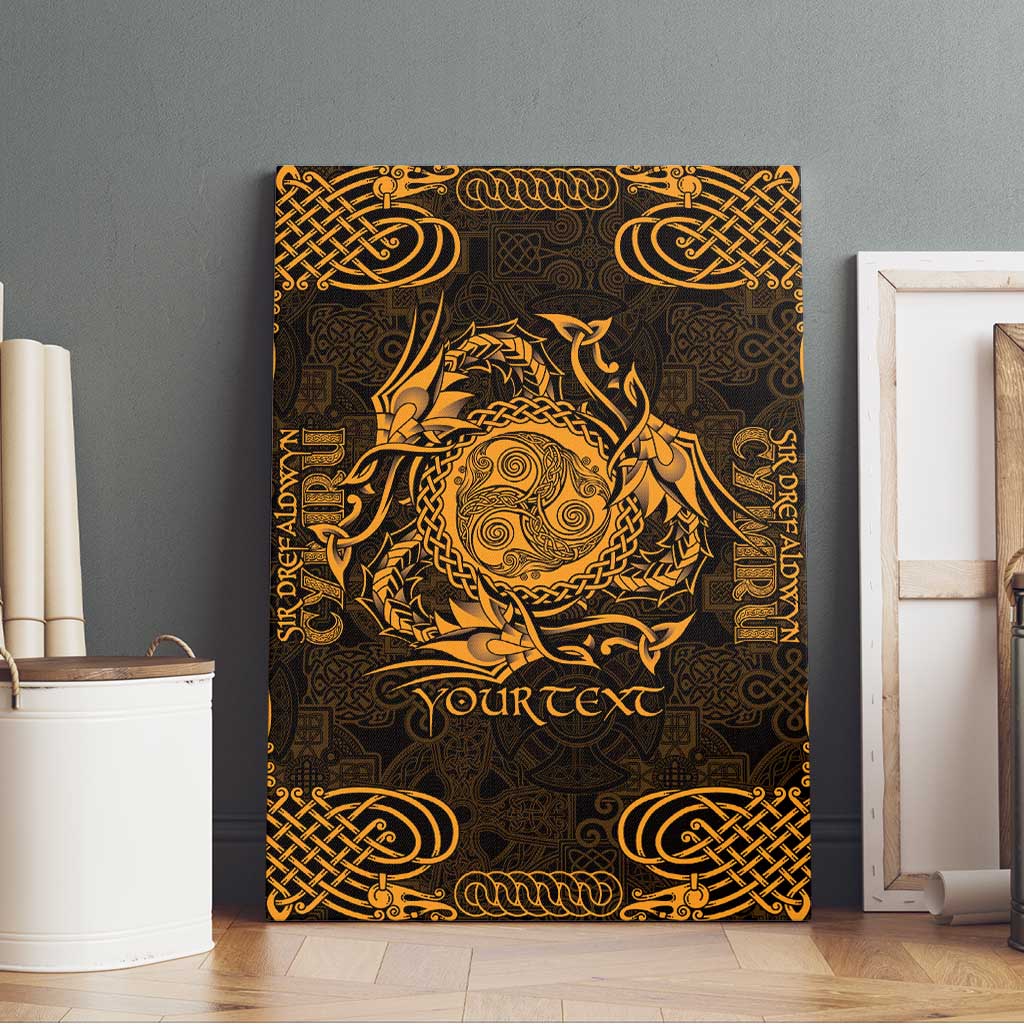 Personalized Montgomeryshire Sir Drefaldwyn Canvas Wall Art Gold Water Triskele Celtic-inspired - Wonder Print Shop
