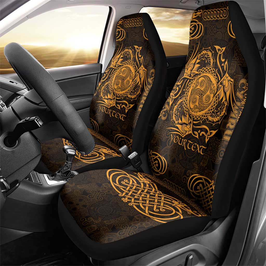 Personalized Montgomeryshire Sir Drefaldwyn Car Seat Cover Gold Water Triskele Celtic-inspired - Wonder Print Shop