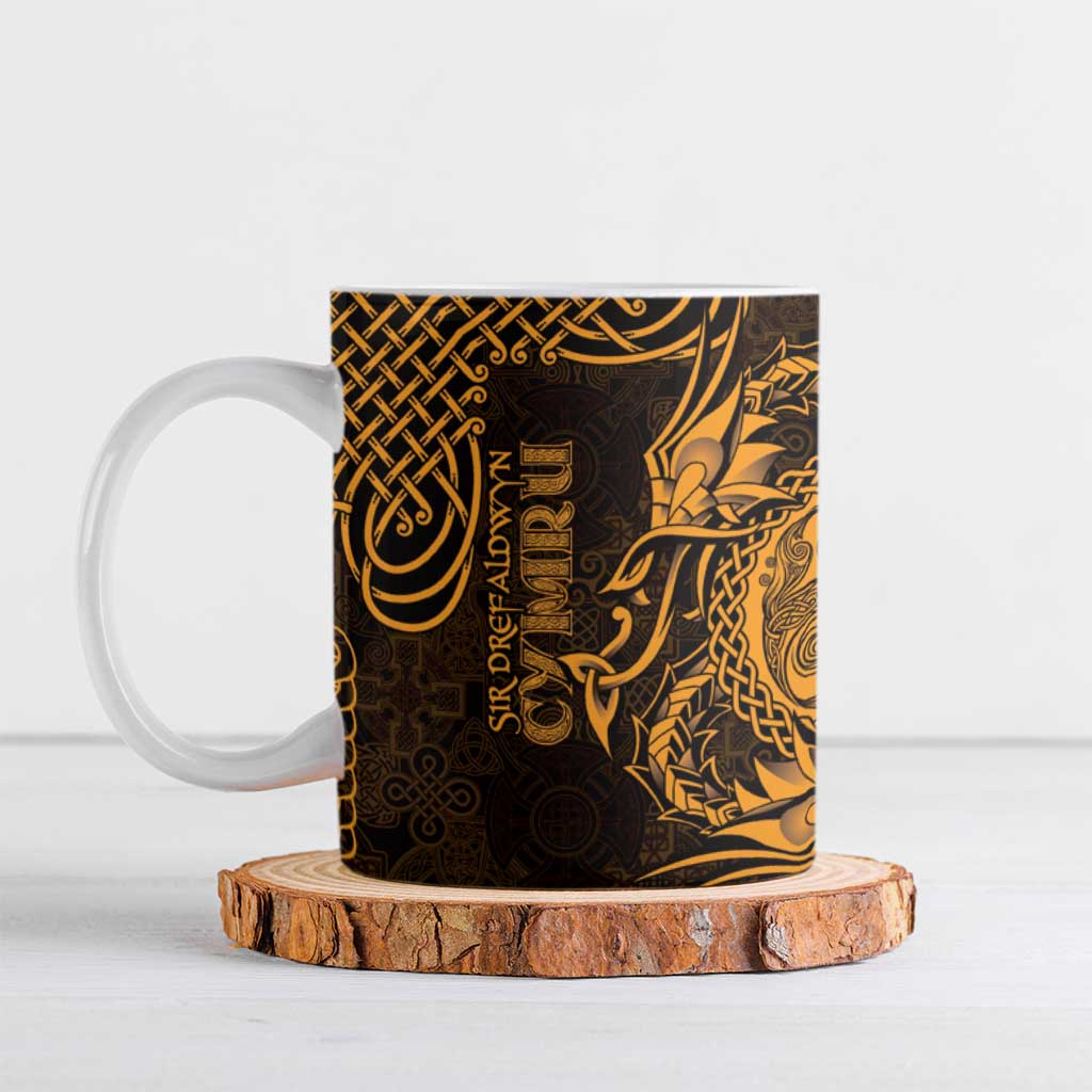 Personalized Montgomeryshire Sir Drefaldwyn Ceramic Mug Gold Water Triskele Celtic-inspired - Wonder Print Shop