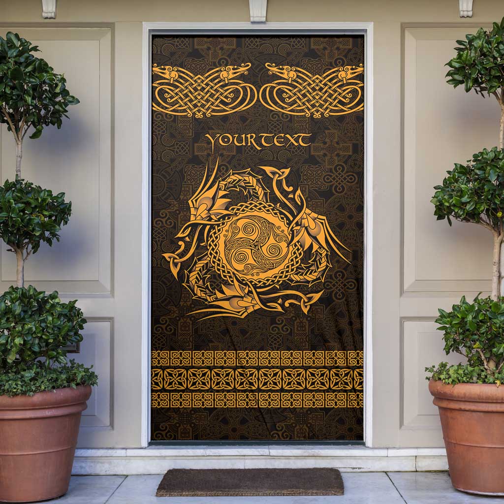 Personalized Montgomeryshire Sir Drefaldwyn Door Cover Gold Water Triskele Celtic-inspired - Wonder Print Shop