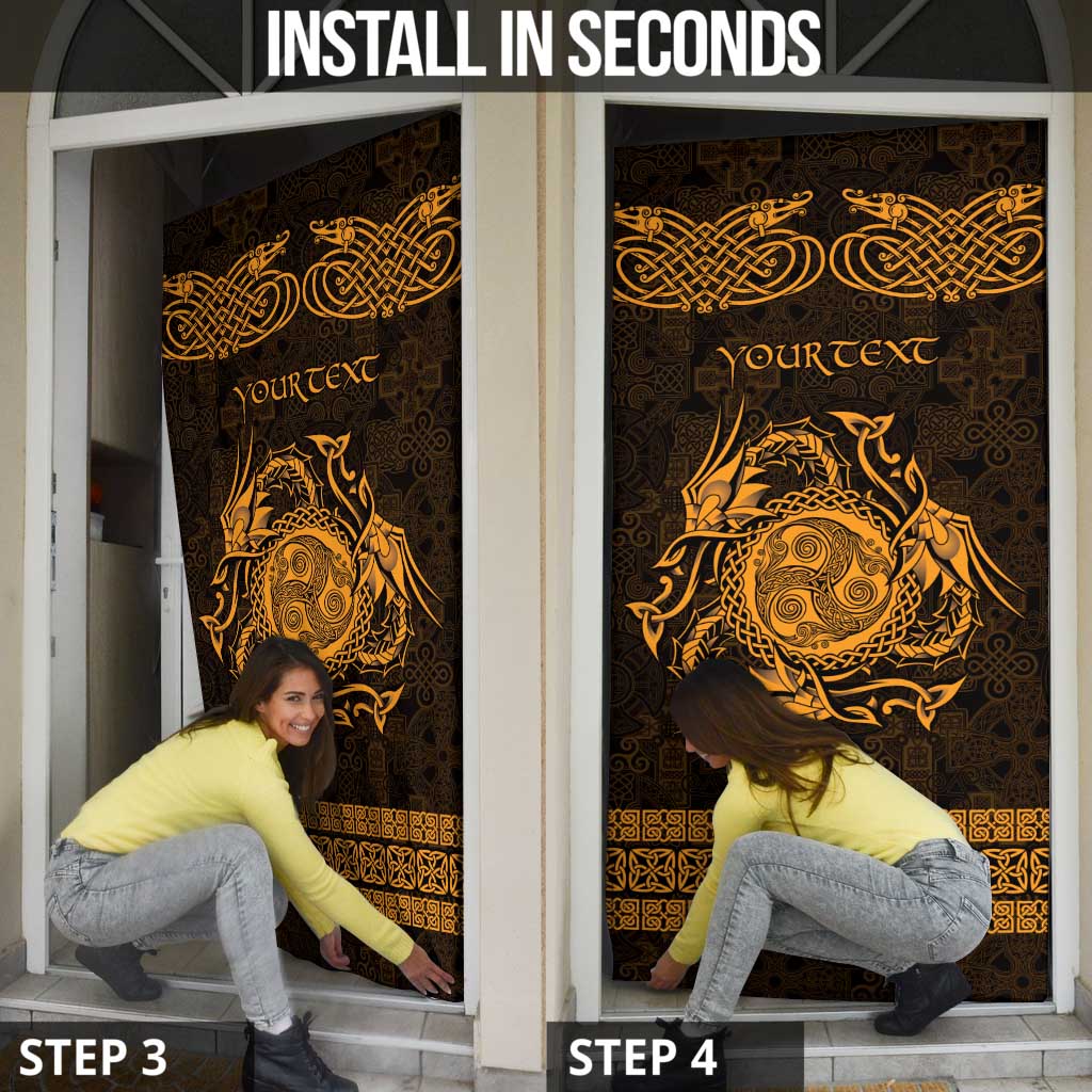 Personalized Montgomeryshire Sir Drefaldwyn Door Cover Gold Water Triskele Celtic-inspired - Wonder Print Shop