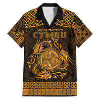 Personalized Montgomeryshire Sir Drefaldwyn Family Matching Mermaid Dress and Hawaiian Shirt Gold Water Triskele Celtic-inspired - Wonder Print Shop