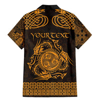 Personalized Montgomeryshire Sir Drefaldwyn Family Matching Mermaid Dress and Hawaiian Shirt Gold Water Triskele Celtic-inspired - Wonder Print Shop