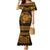 Personalized Montgomeryshire Sir Drefaldwyn Family Matching Mermaid Dress and Hawaiian Shirt Gold Water Triskele Celtic-inspired - Wonder Print Shop