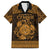 Personalized Montgomeryshire Sir Drefaldwyn Family Matching Off Shoulder Short Dress and Hawaiian Shirt Gold Water Triskele Celtic-inspired - Wonder Print Shop