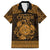 Personalized Montgomeryshire Sir Drefaldwyn Family Matching Short Sleeve Bodycon Dress and Hawaiian Shirt Gold Water Triskele Celtic-inspired - Wonder Print Shop