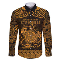 Personalized Montgomeryshire Sir Drefaldwyn Family Matching Short Sleeve Bodycon Dress and Hawaiian Shirt Gold Water Triskele Celtic-inspired - Wonder Print Shop