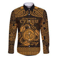 Personalized Montgomeryshire Sir Drefaldwyn Family Matching Summer Maxi Dress and Hawaiian Shirt Gold Water Triskele Celtic-inspired - Wonder Print Shop