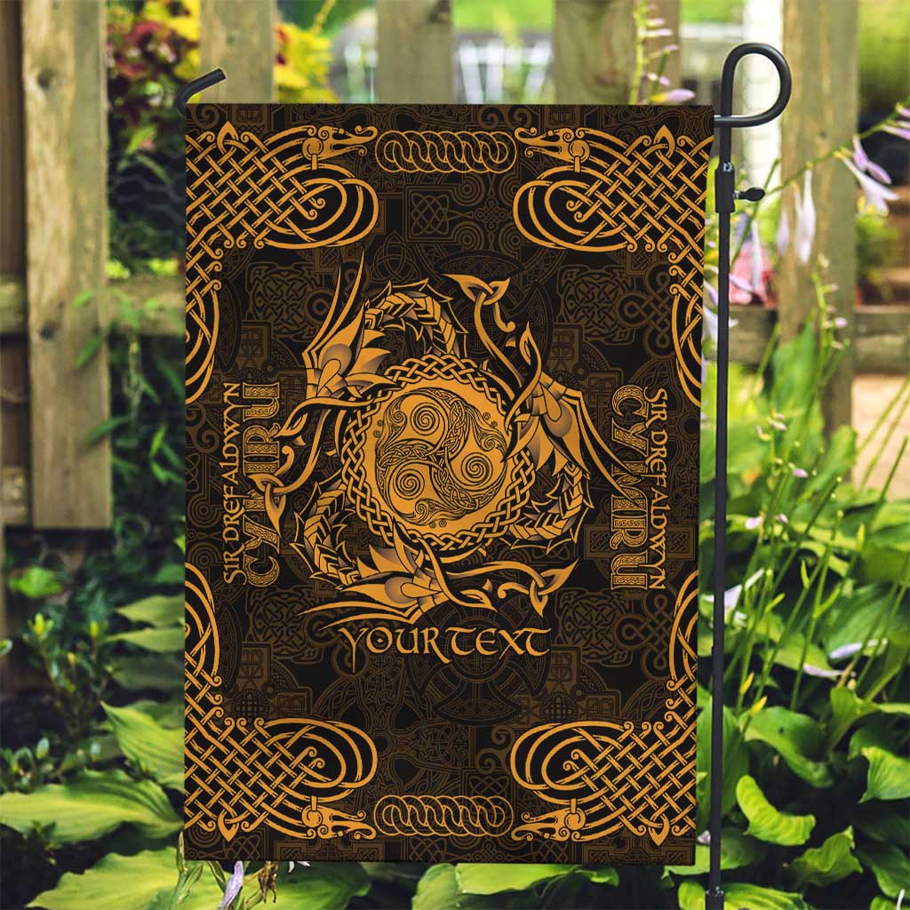 Personalized Montgomeryshire Sir Drefaldwyn Garden Flag Gold Water Triskele Celtic-inspired - Wonder Print Shop