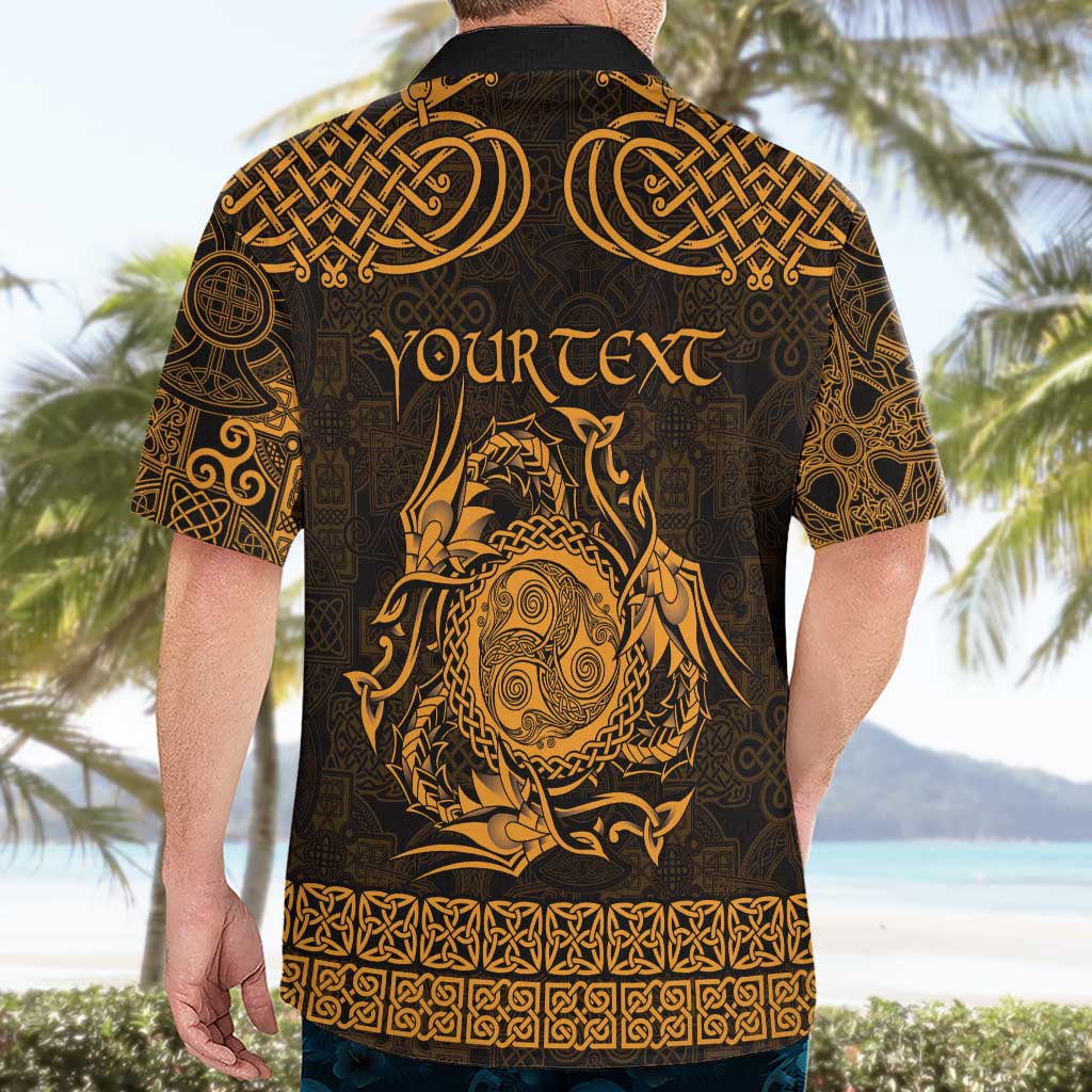 Personalized Montgomeryshire Sir Drefaldwyn Hawaiian Shirt Gold Water Triskele Celtic-inspired - Wonder Print Shop