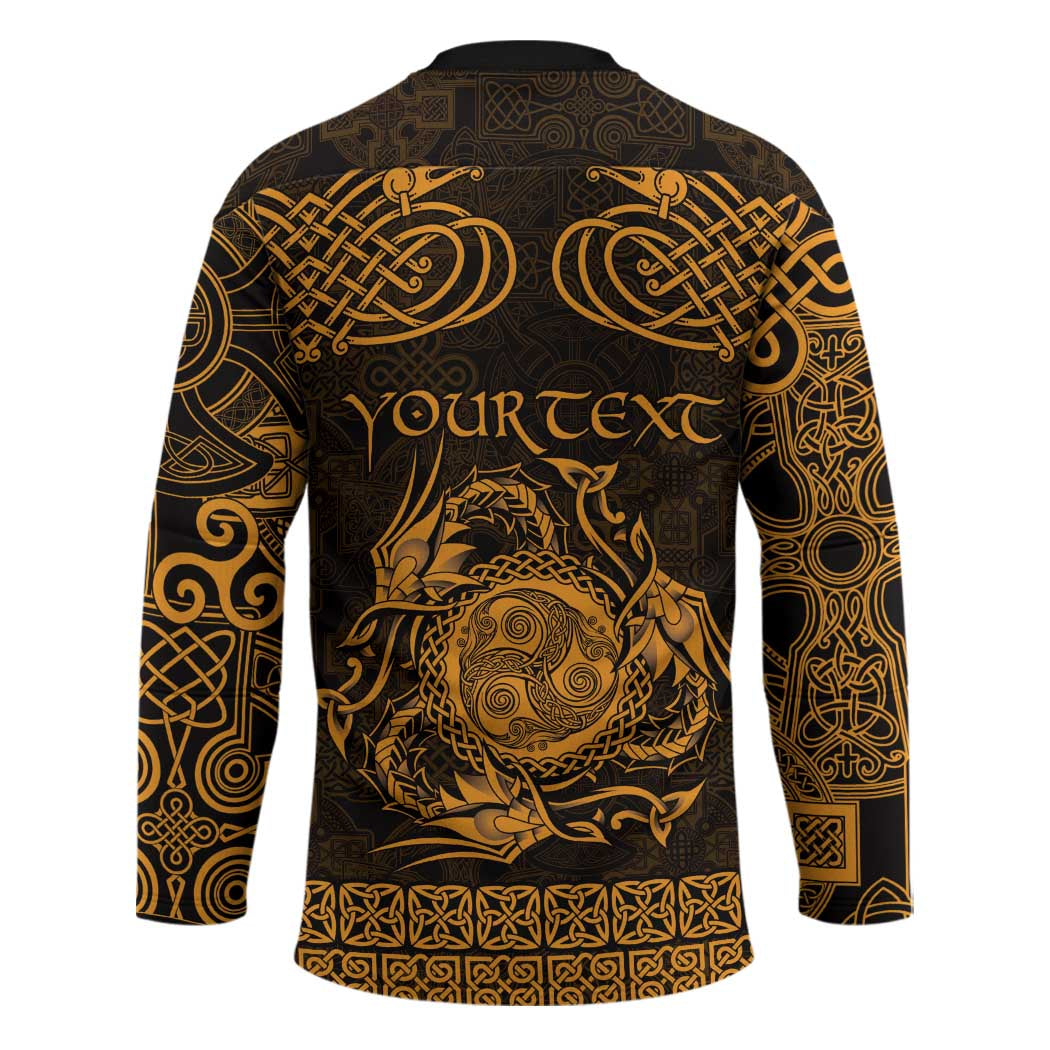 Personalized Montgomeryshire Sir Drefaldwyn Hockey Jersey Gold Water Triskele Celtic-inspired - Wonder Print Shop