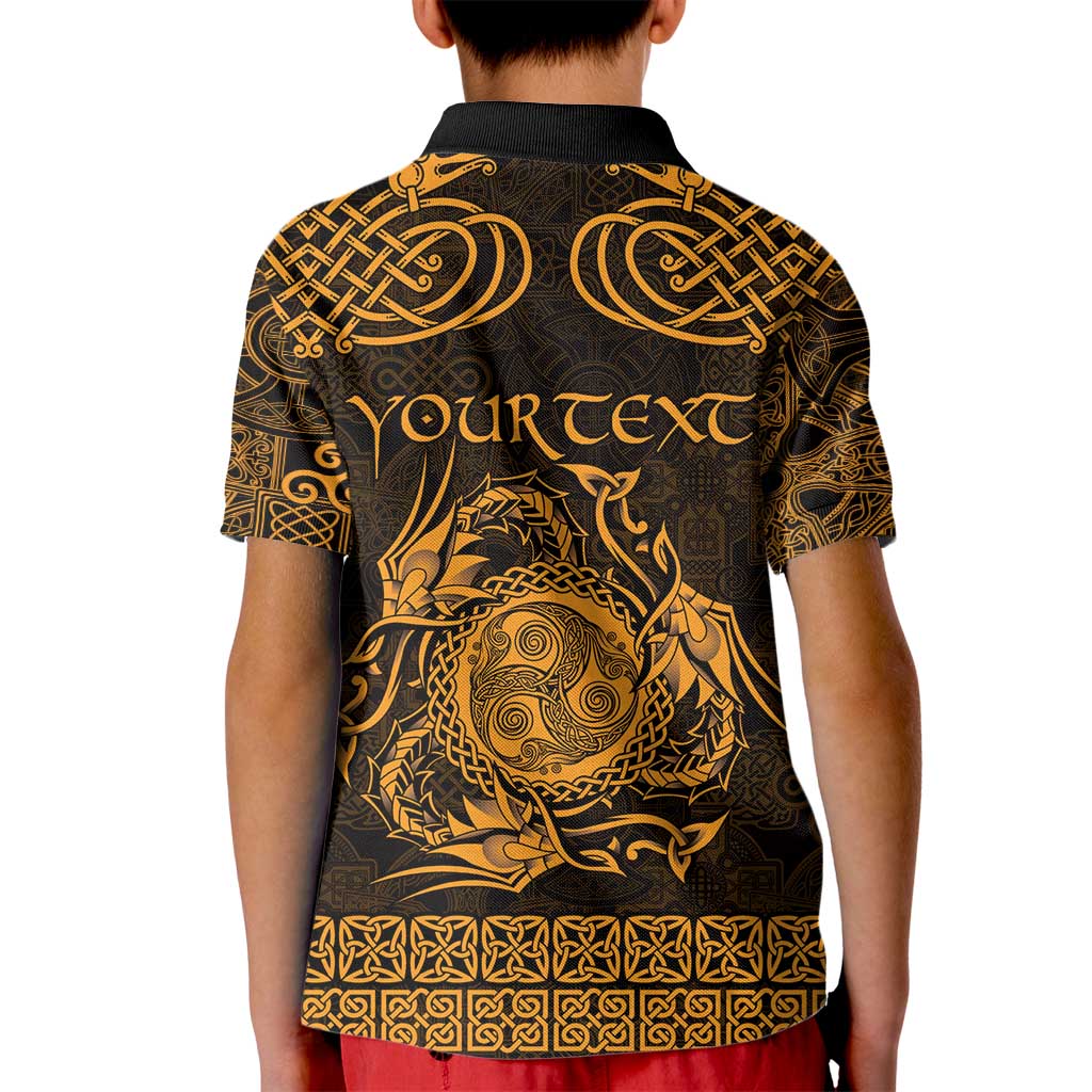 Personalized Montgomeryshire Sir Drefaldwyn Kid Polo Shirt Gold Water Triskele Celtic-inspired - Wonder Print Shop